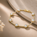 Gold Heart Tennis Bracelet