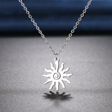 Stainless Steel Necklaces Spiral Sun Pendants Chain