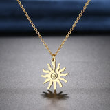 Stainless Steel Necklaces Spiral Sun Pendants Chain