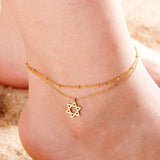 Two-layer Beaded Chain Anklet for Women