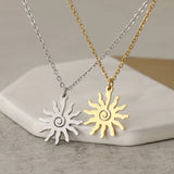 Stainless Steel Necklaces Spiral Sun Pendants Chain