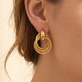 Classic Gold Plated Beaded Stud Earrings for Women