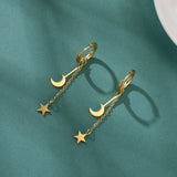 Star Moon Hoop Earrings for Women