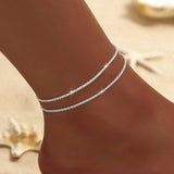 Shiny Sparkling Simple Anklet for Women Gold Silver