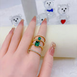 8pcs Set Of Fashionable Gemstone Snake-Shaped Twisted Rings for Women