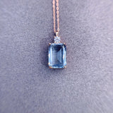 Necklace Women's Silver Aquamarine Light Blue Gemstone