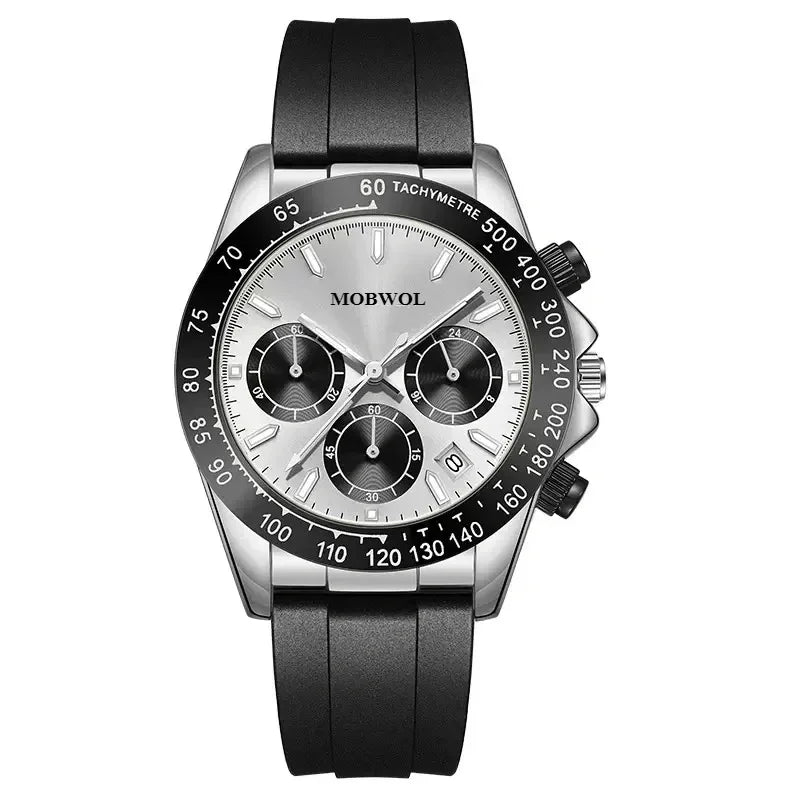 Men's Stylish Fashion Black and Gold Wristwatch