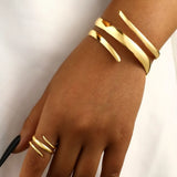 European and American Thick Bracelet and Ring Jewelry Set