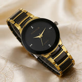 Classic Fashion Men's Stainless Steel Luxury Exquisite Golden Black Watch