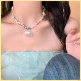 Pearl Shell Starfish Necklace Collarbone Chain