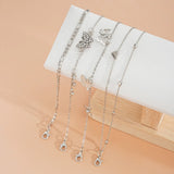 Fashionable Multi-layered Butterfly Anklet 4-piece set