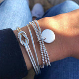 Chain Bracelet Set For Women Silver Pendant Open Cuff Bangle