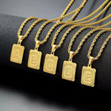 A-Z 26 Letters Fashion Golden Pendent Necklace for Both Men and Women Couple