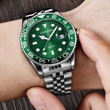 Men Fashion Stainless Steel Band Calendar Watch