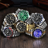 Men Fashion Stainless Steel Band Calendar Watch