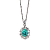 Luxury Silver Diamonds Blue-green Gemstone Pendant