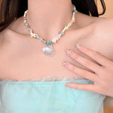 Pearl Shell Starfish Necklace Collarbone Chain