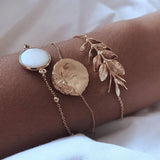 Chain Bracelet Set For Women Silver Pendant Open Cuff Bangle