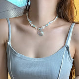 Pearl Shell Starfish Necklace Collarbone Chain
