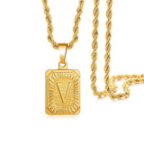 A-Z 26 Letters Fashion Golden Pendent Necklace for Both Men and Women Couple