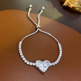 White Pink Love Heart Chain Bracelet for Women