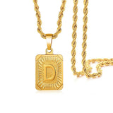 A-Z 26 Letters Fashion Golden Pendent Necklace for Both Men and Women Couple