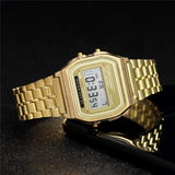 Elegant Digital Watch For Women Gold Silver Stainless Steel