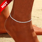 Shiny Sparkling Simple Anklet for Women Gold Silver
