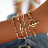 Chain Bracelet Set For Women Silver Pendant Open Cuff Bangle