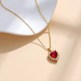 Fashion Romantic Red Heart-shaped Pendant Necklace