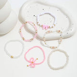 6Pcs/Set Cute Pearl Love Beaded Bow Bracelets Set