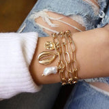 Chain Bracelet Set For Women Silver Pendant Open Cuff Bangle