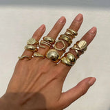 PuRui 14Pcs/Set Silver Color Rings for Women and Men