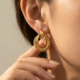 Classic Gold Plated Beaded Stud Earrings for Women