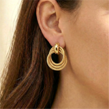 Classic Gold Plated Beaded Stud Earrings for Women