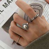 Silver Rings Fashion Twist Design Round Shape Jewelry