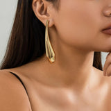 Fashion Metal Golden Long Water Drop Earrings for Women