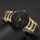 Classic Fashion Men's Stainless Steel Luxury Exquisite Golden Black Watch
