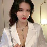 Y-shaped Necklace Sparkling Diamond Collarbone Chain