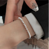Silver Metal Bracelets for Women and Men with Beads
