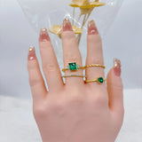 8pcs Set Of Fashionable Gemstone Snake-Shaped Twisted Rings for Women