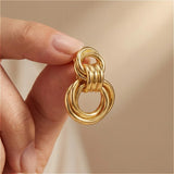 Classic Gold Plated Beaded Stud Earrings for Women