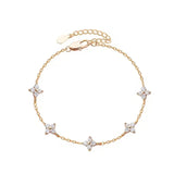 Crystal Four Leaf Flower Bracelet for Women