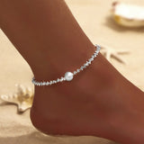 Shiny Sparkling Simple Anklet for Women Gold Silver