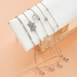 Fashionable Multi-layered Butterfly Anklet 4-piece set