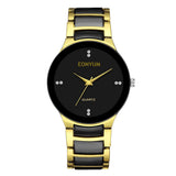 Classic Fashion Men's Stainless Steel Luxury Exquisite Golden Black Watch