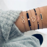 Chain Bracelet Set For Women Silver Pendant Open Cuff Bangle