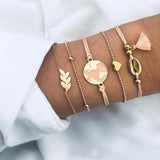 Chain Bracelet Set For Women Silver Pendant Open Cuff Bangle