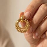 Classic Gold Plated Beaded Stud Earrings for Women