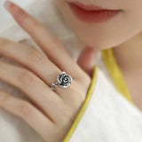 Silver Vintage Charm Rose Flower Ring for women